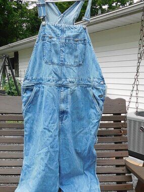 Mens Craftsman Vintage Denim Blue Jean Bib Overalls Coveralls 40 x 32